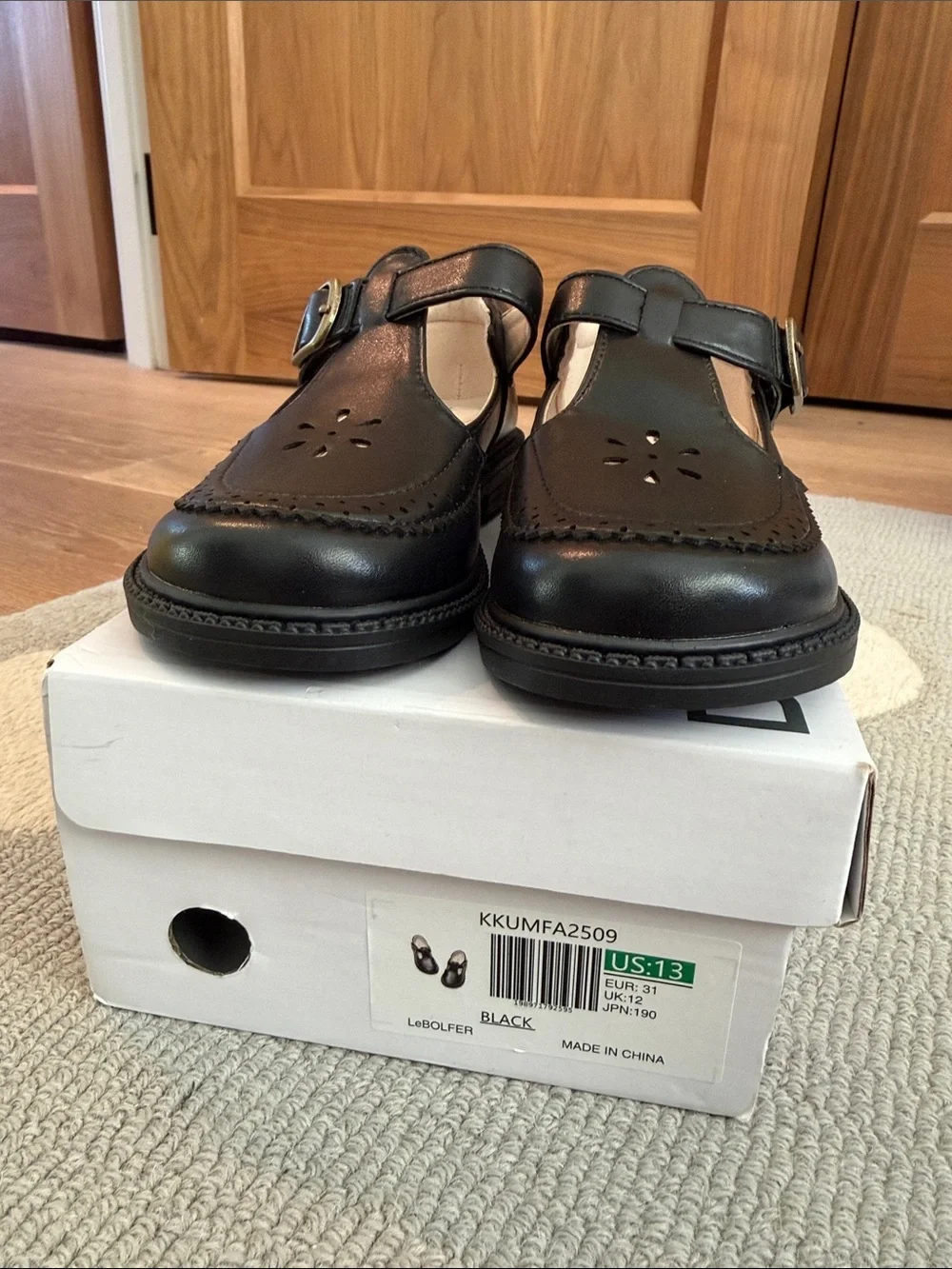 Girls Black Leather Mary Jane School Shoes